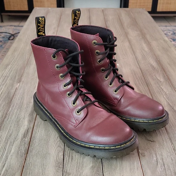 Dr. Martens 1460 Women's Smooth Leather Lace Up Boots In Cherry Red Woman's 9 - Picture 5 of 15